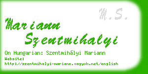 mariann szentmihalyi business card
